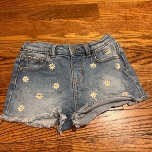 Floral Blue Jean Shorts